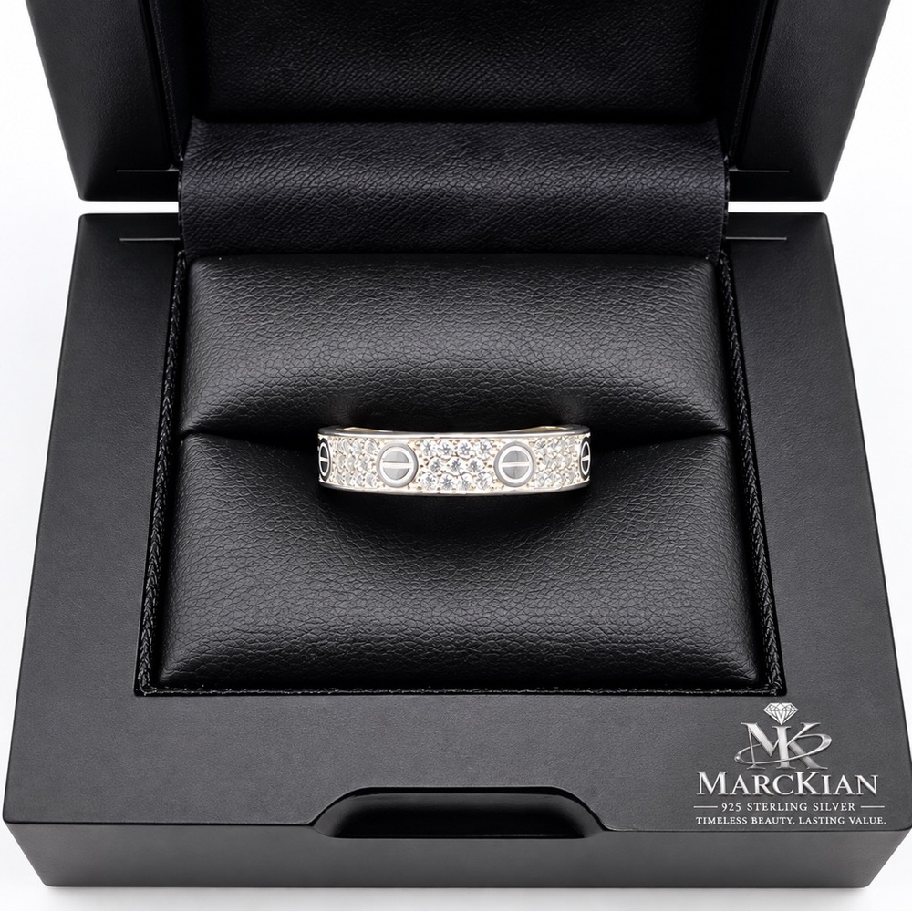 925 Sterling Silver CUBIC ZIRCONIA Wedding Band Men’s Ring Size 9,10,11 or 12